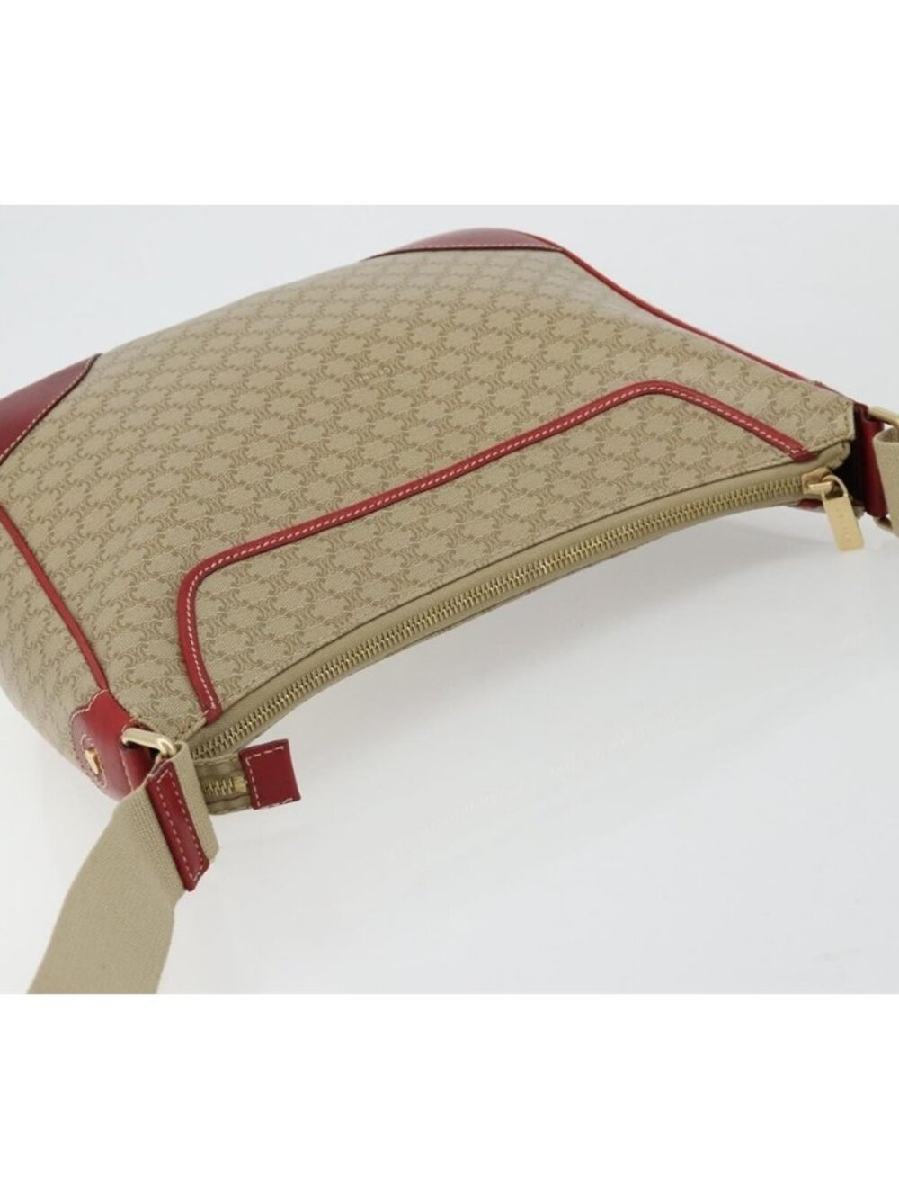 Authentic CELINE Macadam Canvas Shoulder Bag PVC Leather Beige Gold - Picture 16 of 16